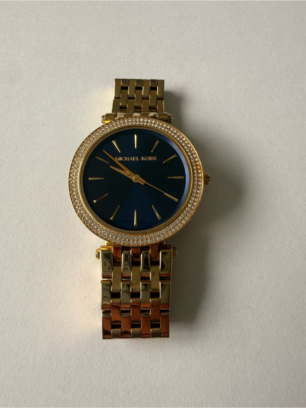 Michael Kors Gold and Navy Crystal-Trim Women's Bracelet Watch